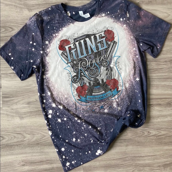 Tops - Bleached Navy Guns N Roses Tee